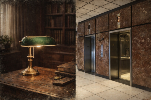 Nice to see you too in an old office at a modern elevator.