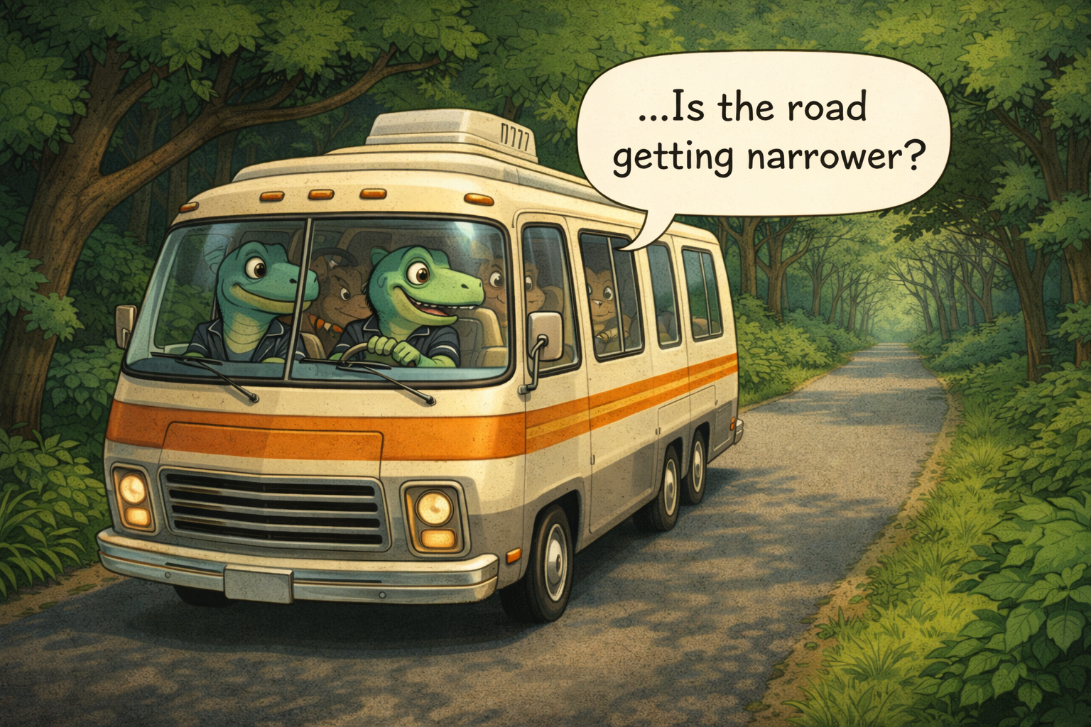 dinosaurs in a motor home