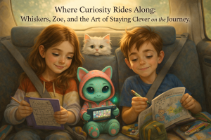 Not bored riding in the car with whiskers