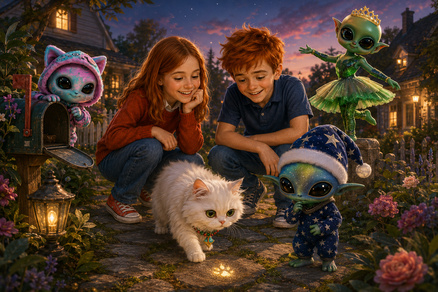 A magical evening in a garden.